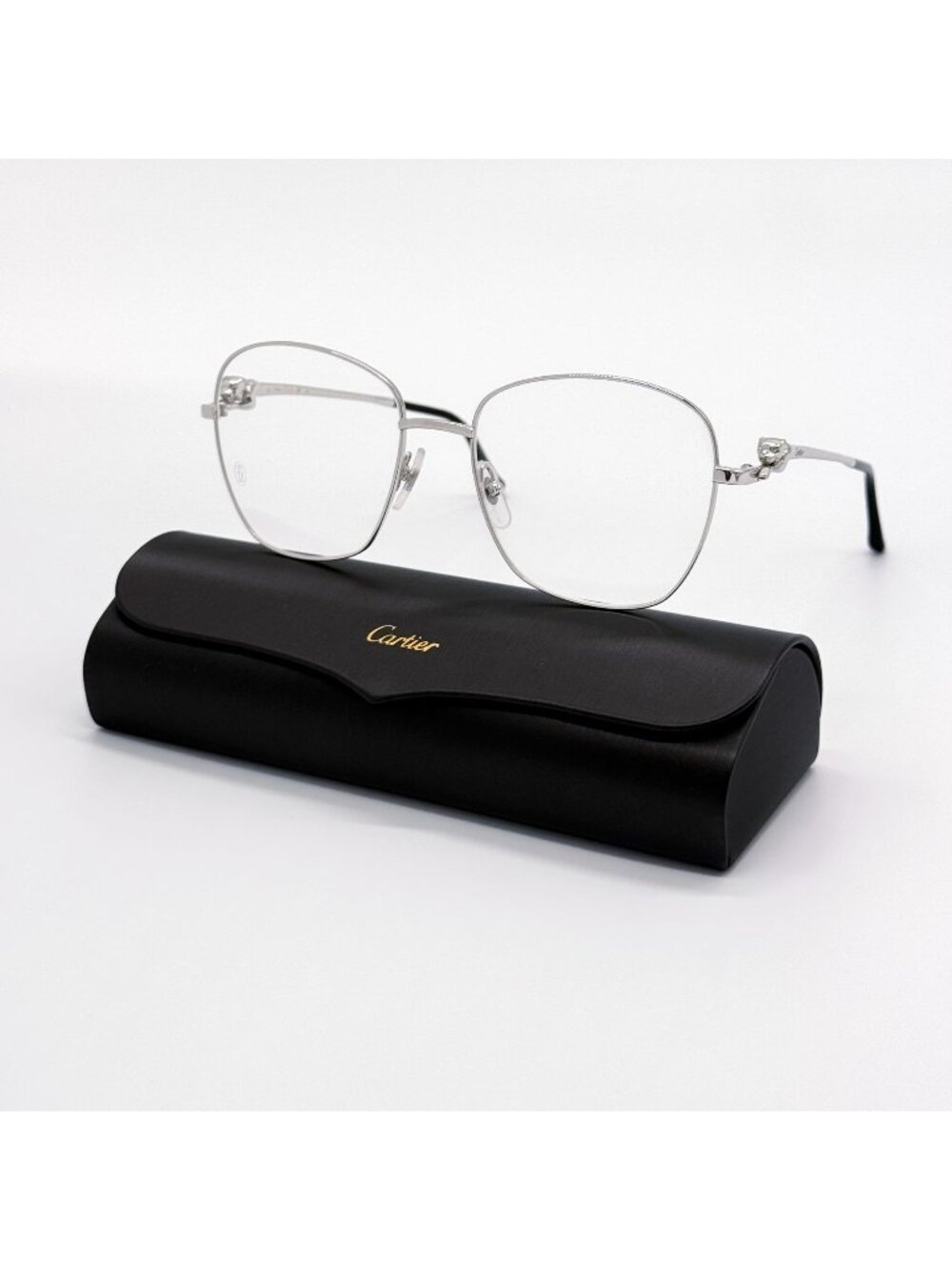 New Cartier CT0371O 002 Silver Women Eyeglasses Authentic